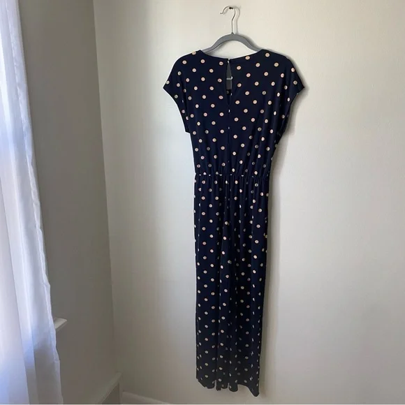 Banana Republic navy and cream polka dot PRINT TIE-FRONT CROPPED JUMPSUIT‎ - Picture 3 of 6